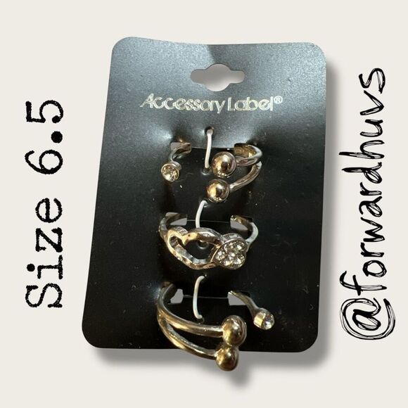 Bundle Sale 3 for $15 | Accessory Label Silver Tone Ring Set – Size 6.5 - Picture 1 of 7